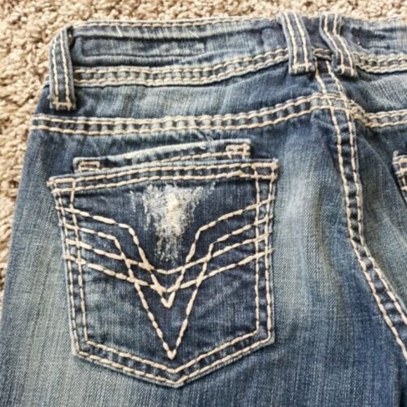 Vigoss Jeans The Dublin Boot 3/4 27x31 Low Rise Thick Stitch Distressed - Picture 3 of 12